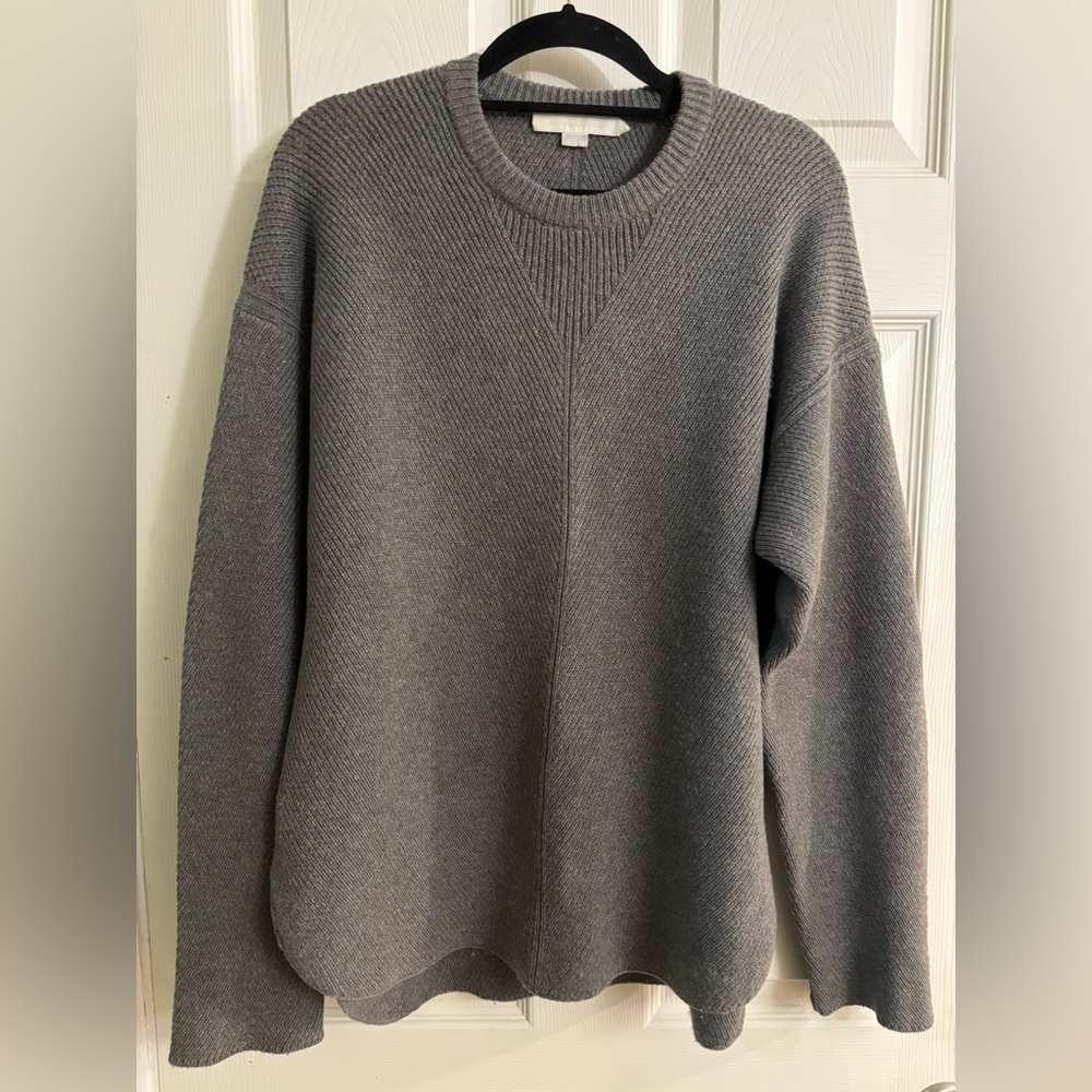 Alexander Wang Charcoal Grey Ribbed Quiet Luxury Italian Wool Cashmere Sweater